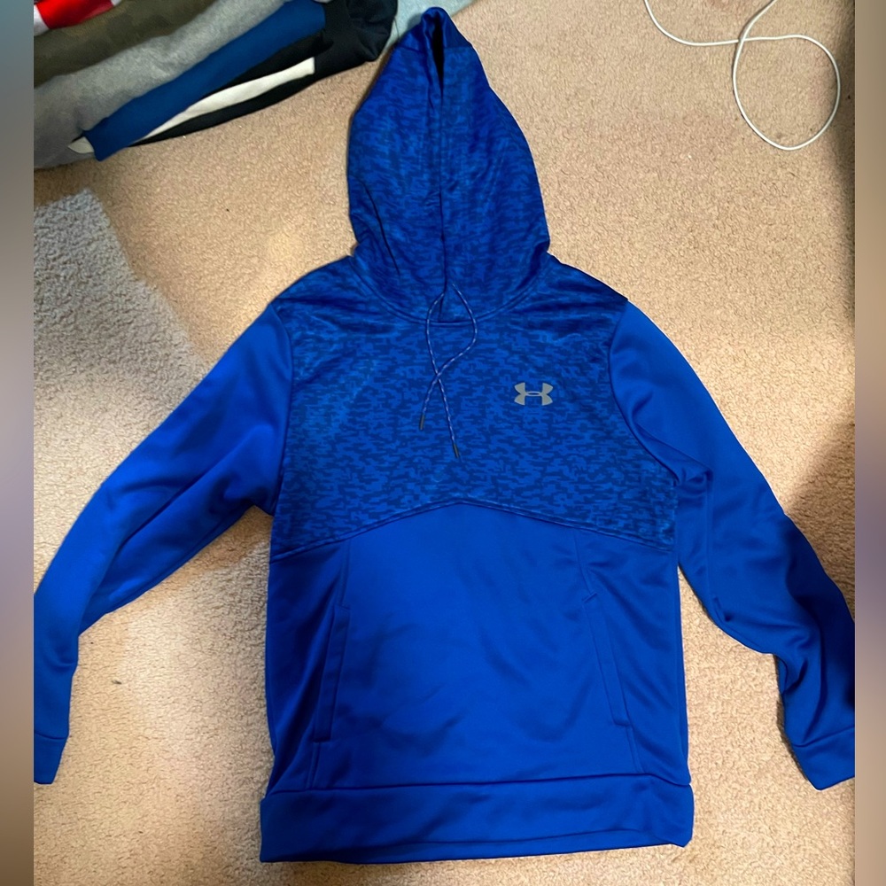 Men's Under Armour Cold Gear 100% Polyester Hoodie Sweatshirt Medium Blue